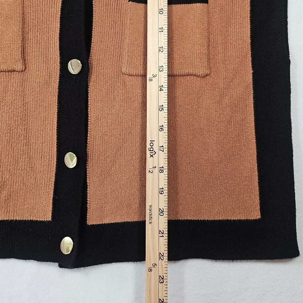Marc New York Colorblock Knit Cardigan Vest Large Camel Black Gold Button - Picture 8 of 8